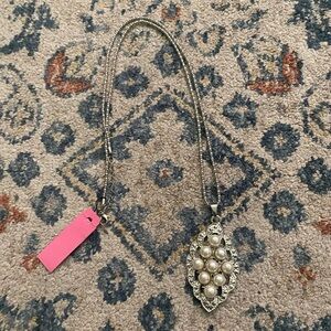 Betsey Johnson Silver Pearl Necklace